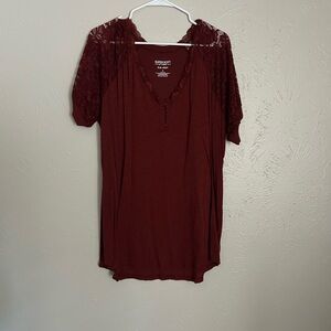 Torrid Burgundy Lace Sleeve Top